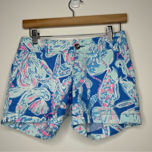 Lilly Pulitzer Callahan Shorts Women’s 00 Into The Deep Blue Pink Coastal Preppy - Picture 3 of 11